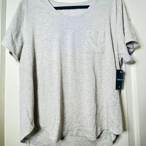 Tommy John Women’s Sleep Tee NWT Size L Light Gray Soft Modal Pocket Top